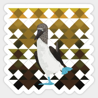 Booby Bird on Brown Geometric Pattern Sticker